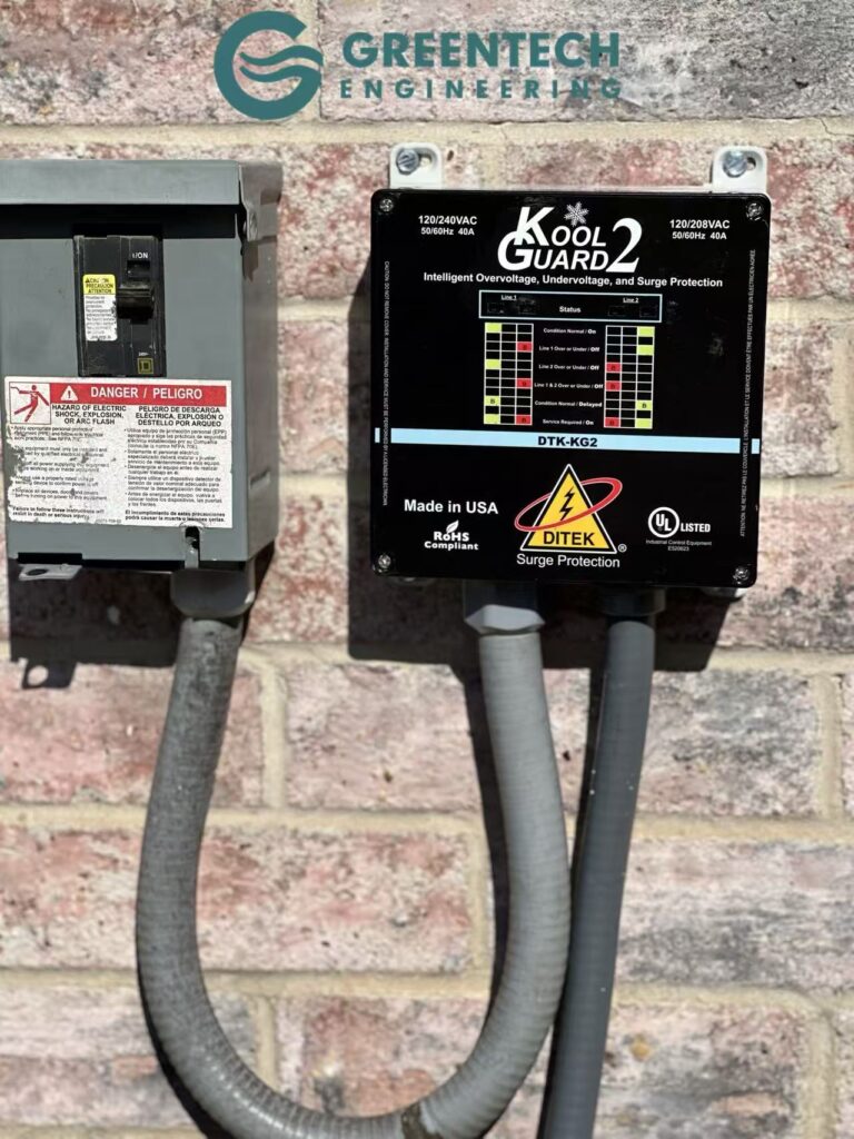 Daikin smart thermostat installation with surge and voltage protection by Daikin Comfort Pro contractor in Sachse TX