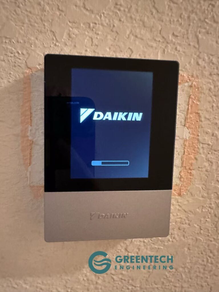 Daikin smart thermostat installation with surge and voltage protection by Daikin Comfort Pro contractor in Sachse TX